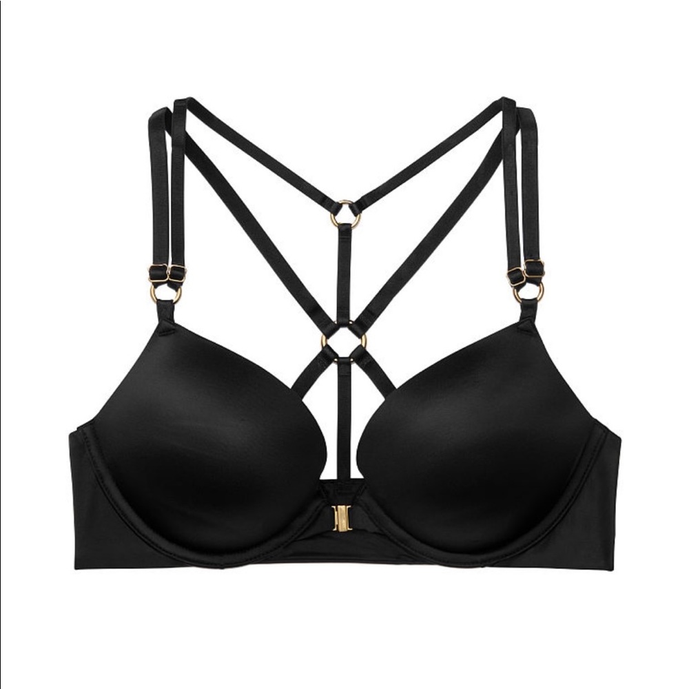 Victoria’s Bombshell Push-up O-ring Bra in Black.